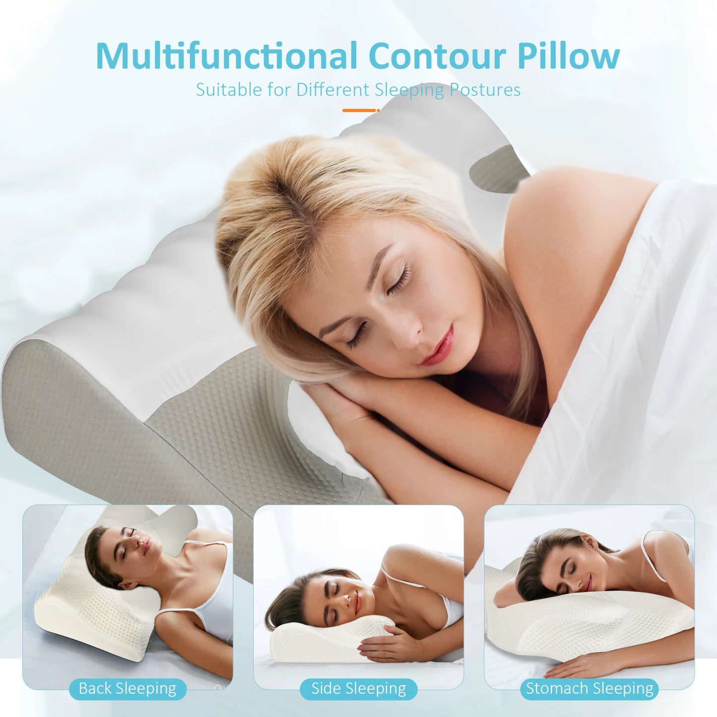 New Upgrade Ergonomic Cervical Pillow for Sleeping Orthopedic Support Pillows Odorless Contour Neck Pain Memory Foam Pillow