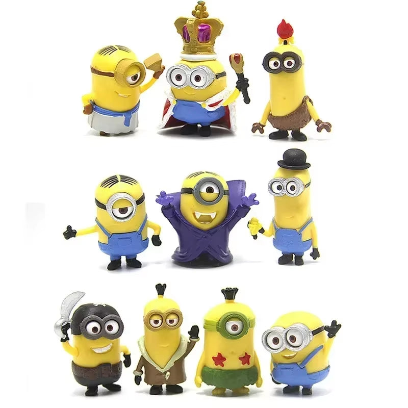 12Pcs/Set Kawai Miniones Anime Figure Toys 3D Eye Despicable Miniones Action Figures Classic Toys Xmas Gifts for Children