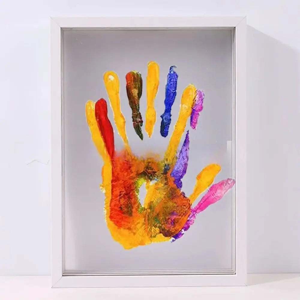 Family Handprint Photo Frame Kit DIY Handmade Keepsake Clear Baby Handprint Footprint Souvenir for Family Baby Pet Wooden Frame