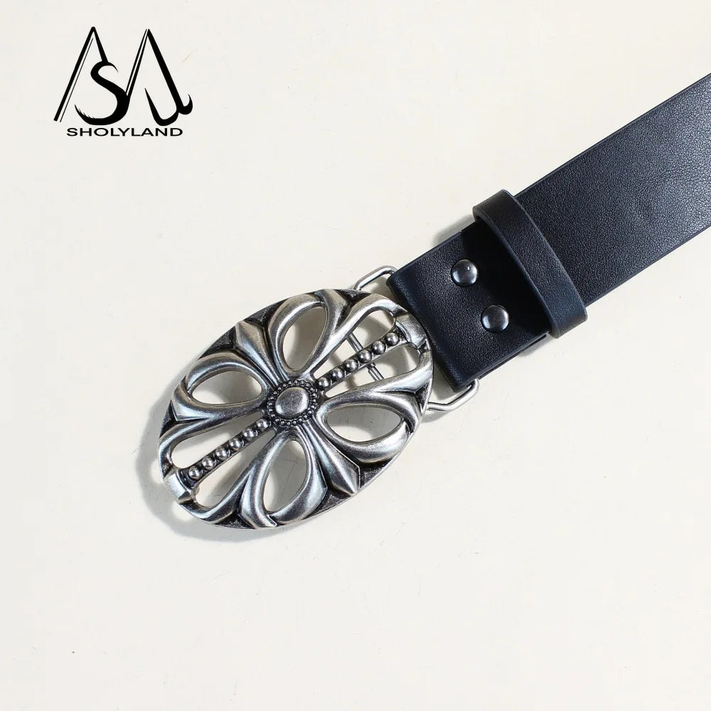 2025 New Y2K Spicy Girl Willow Nail Trendy Belt Women'S Versatile Retro Jeans Fashion Belt Dark Style Decorative Belt Women