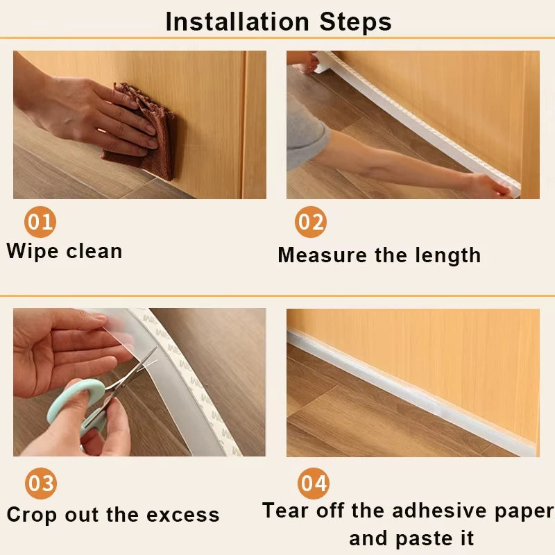 5M Door Seal Strip Self Adhesivewindow Sealing Tape Windproof Dust Weather Strip Home Door Transparent Soundproof Sealstrip