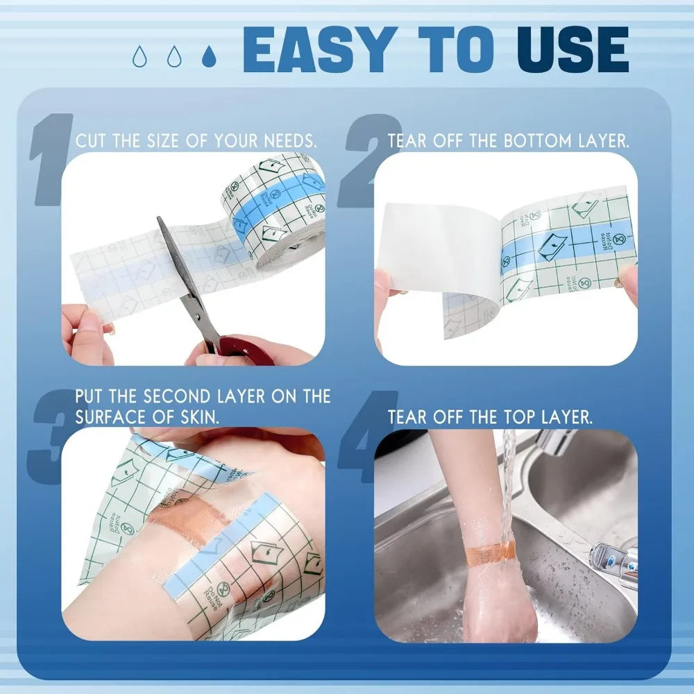 Waterproof Stretch Adhesive Bandage Protective Clear Transparent Dressing Film Disposable Cover Bandage Tape for Tattoos Shower