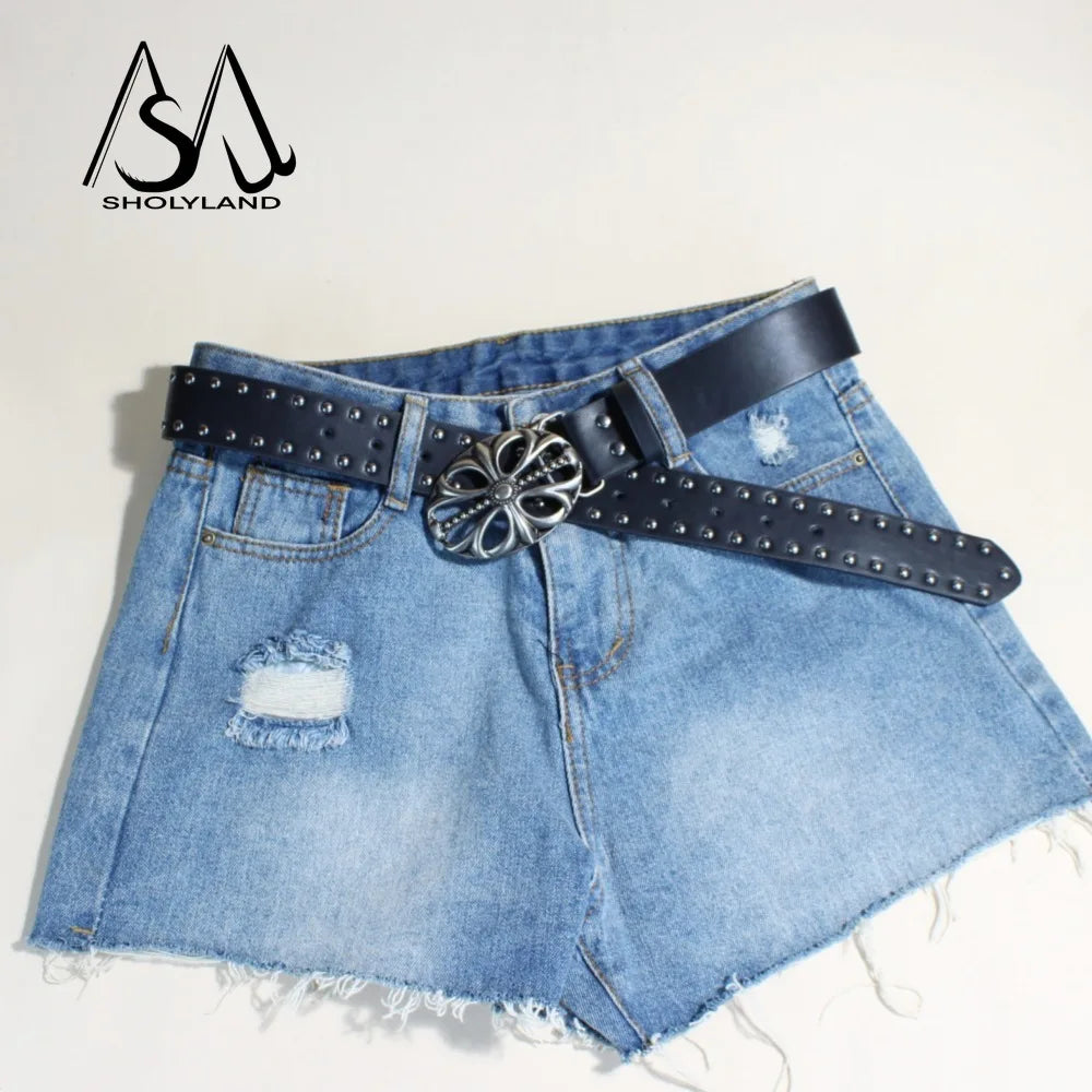 2025 New Y2K Spicy Girl Willow Nail Trendy Belt Women'S Versatile Retro Jeans Fashion Belt Dark Style Decorative Belt Women