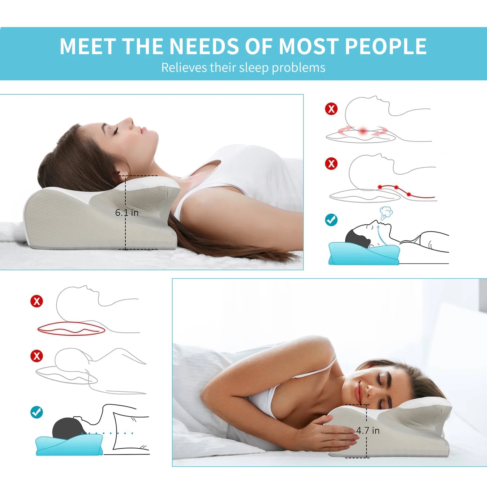 New Upgrade Ergonomic Cervical Pillow for Sleeping Orthopedic Support Pillows Odorless Contour Neck Pain Memory Foam Pillow